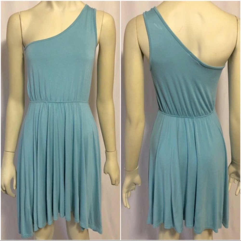 Everly Small Blue One Shoulder Knit Mini Dress